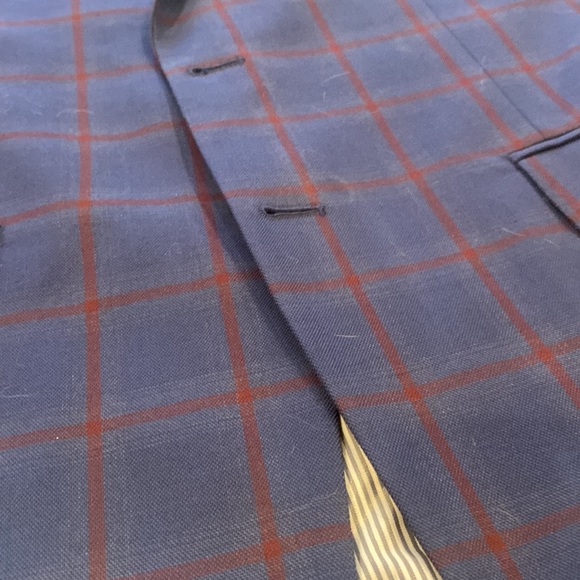 NWT rich Michael Kors window pane navy blue and cramberryn sports blazer… - Picture 9 of 9